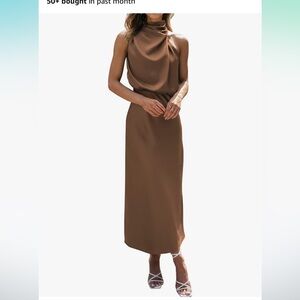 Women’s sleeveless mock neck cocktail dress - midi length